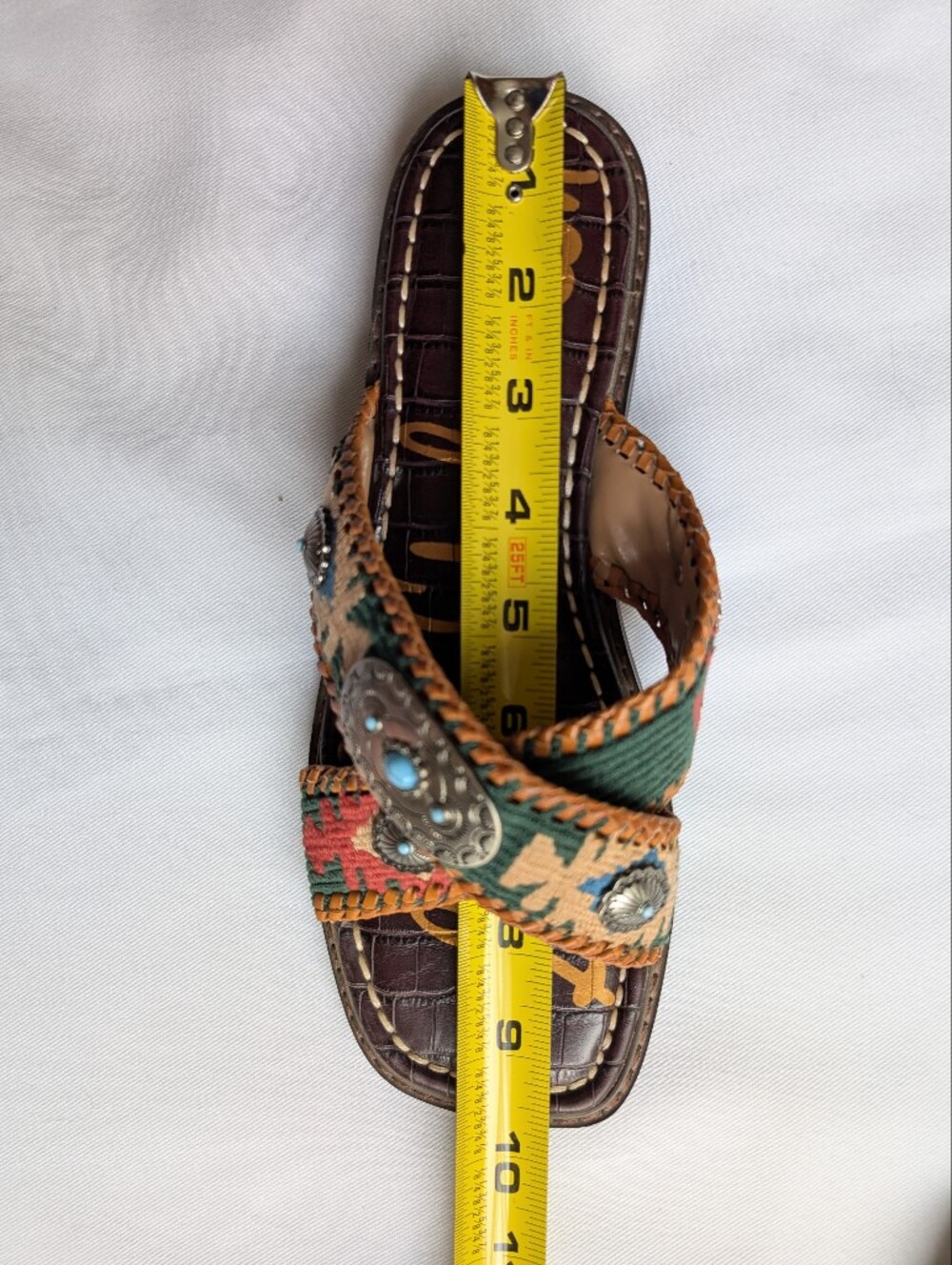 Sam Edelman Hagen Boho Western Criss Cross Slide Sandals Size 7 - Picture 8 of 9